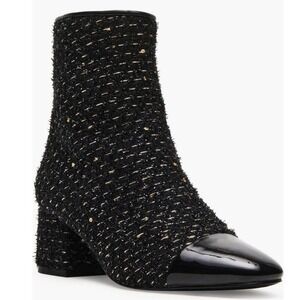 Steve Madden Eiffel Bootie, Tweed Black Sparkle, Low Block Heel, Size 8, NWT‎
